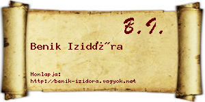 Benik Izidóra névjegykártya
